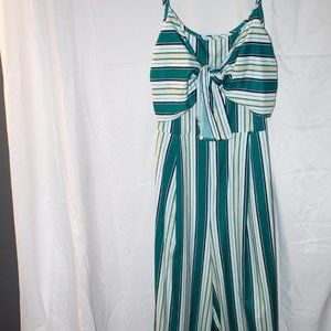Flying Tomato Green and White Striped Jumpsuit